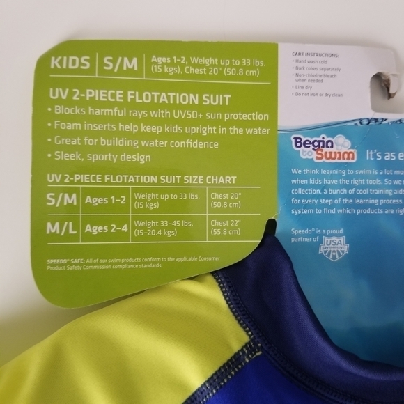 Boy's Speedo Begin to Swim UV 2 piece Flotation Suit Toddler Size S/M - Picture 7 of 15